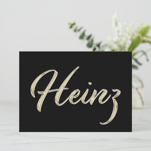 Heinz Name white gold Handwriting Karte (Stehend Vorderseite)