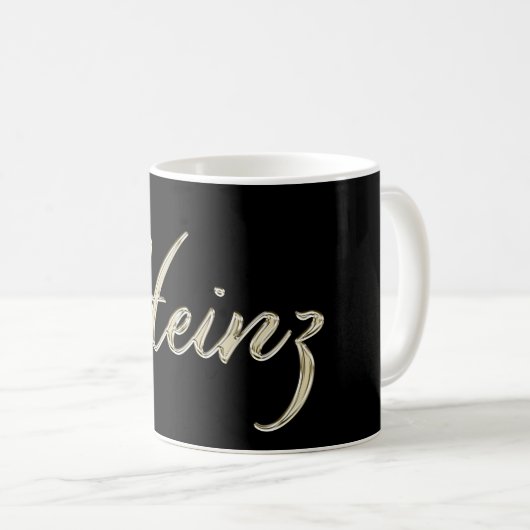 Heinz Name whitegold Tasse Teetasse Kaffeetasse (VorderseiteRechts)