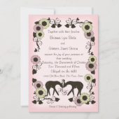 Heirat der Waldlandwirte mit weich rosa Verzauberu Einladung (Vorderseite)