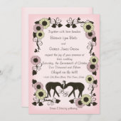 Heirat der Waldlandwirte mit weich rosa Verzauberu Einladung (Vorne/Hinten)