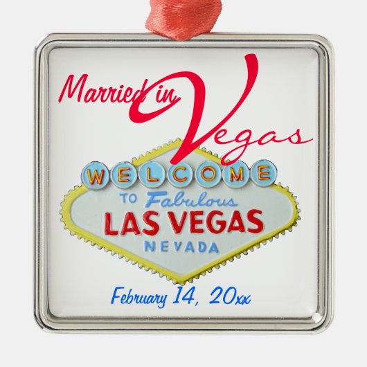 Heirat-Feier Las Vegass Nevada Ornament Aus Metall (Vorne)