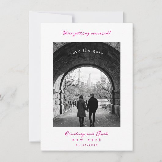 Heirat Fuchsia Save The Date (Vorderseite)