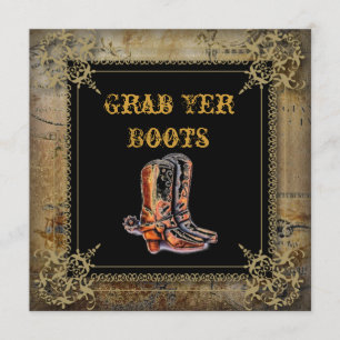 Heirat Western Cowboy Stiefel Hochzeit Einladung