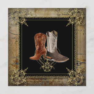 Heirat Western Cowboy Stiefel Hochzeit Einladung