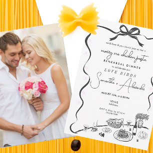 Heirate Mich Hähnchen-Pasta Schwarze Hochzeitsprob Einladung