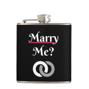 Heirate mich? Liebe des Hochzeitvorschlags Flachmann