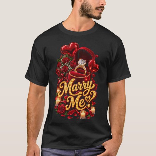Heirate mich? Romantischer Ring T-Shirt (Vorderseite)