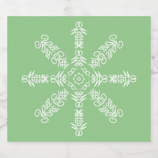 Heirate mich. Verstecktes Wort Schaumweinetikett (Einzelnes Label)