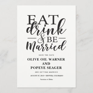 Heiraten, Essen, Trinken und Hochzeit - Save the D Einladung