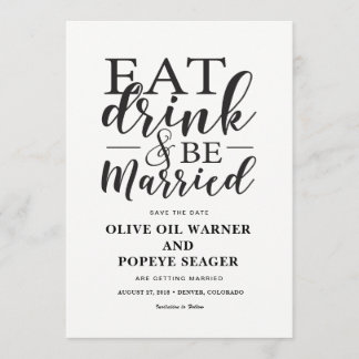 Heiraten, Essen, Trinken und Hochzeit - Save the D Einladung