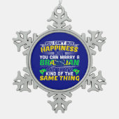 Heiraten Sie einen Brasilianer - Brasilien Glück Schneeflocken Zinn-Ornament (Vorderseite)