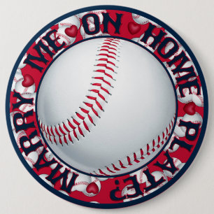 Heiraten Sie mich auf Zuhause Plate-Round Baseball Button