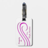 Heiraten Sie mich Fliegen-freier rosa und weißer Gepäckanhänger (Rückseite vertikal)
