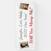 Heiraten Sie mich? Fotos, rot/grau, weiß Banner (Vertikal)