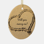 Heiraten Sie mich | Heirat-Antrag-Strand-Herz Keramik Ornament (Rechts)