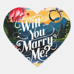 Heiraten Sie mich? Herz-Aufkleber