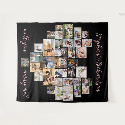 Heiraten Sie mich Herzklopffoto Hintergrund Wandteppich (Vorderseite (Horizontal))