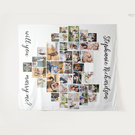 Heiraten Sie mich Herzklopffoto Hintergrund Wandteppich (Vorderseite (Horizontal))