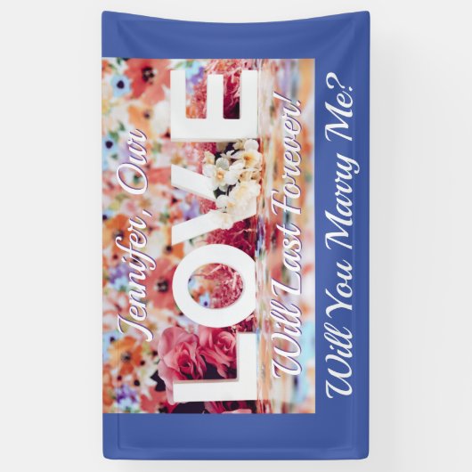 Heiraten Sie mich? Liebe Foto Name Meldung MedBlue Banner (Vertikal)