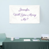 Heiraten Sie mich? Lila Text auf Weiß Banner (Messeveranstaltung)