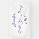 Heiraten Sie mich? Lila Text auf Weiß Banner (Vertikal)