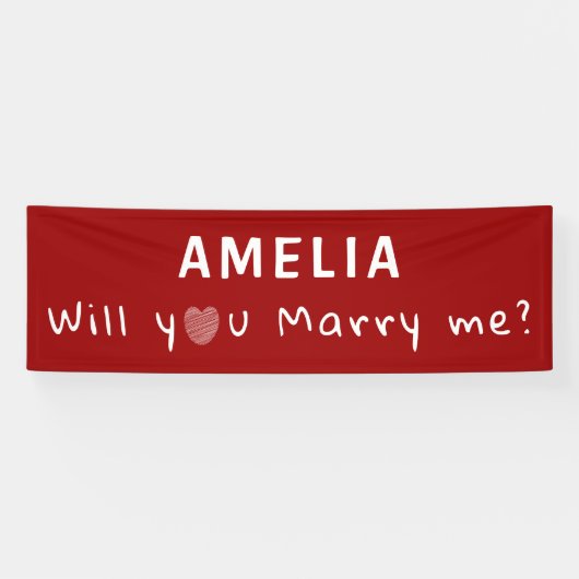 Heiraten Sie mich mit dem Vorschlag von Heart Red Banner (Horizontal)