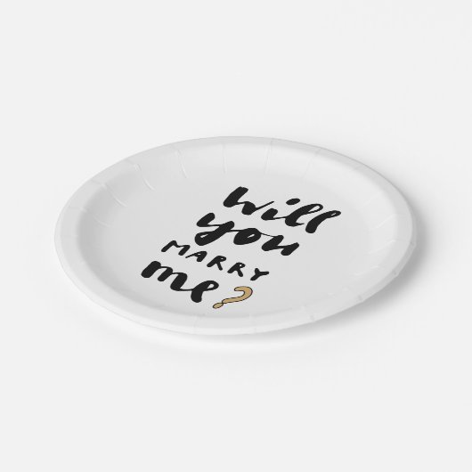 Heiraten Sie mich? Pappteller (Schrägansicht)