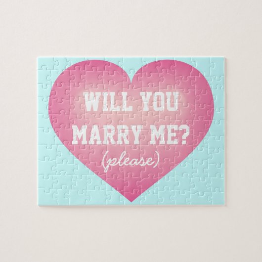 Heiraten Sie mich? Pink Fade Heart Puzzle (Horizontal)