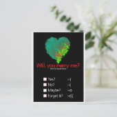 Heiraten Sie mich? Postkarte (Stehend Vorderseite)