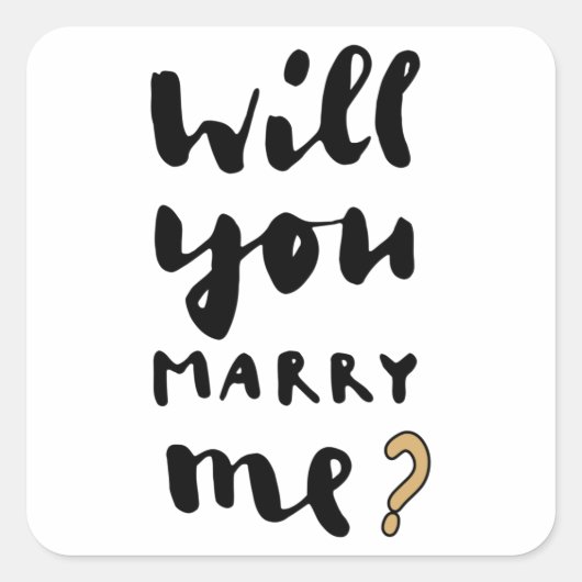 Heiraten Sie mich? Quadratischer Aufkleber (Vorderseite)