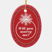 Heiraten Sie mich? Red Heart Pattern Keramik Ornament (Vorne)