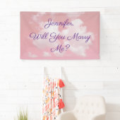 Heiraten Sie mich? Rosa Wolken, Name und Text Banner (Insitu)