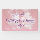 Heiraten Sie mich? Rosa Wolken, Name und Text Banner (Horizontal)