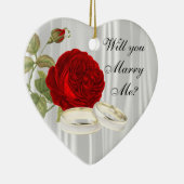 Heiraten Sie mich? | Rote Rosen Keramikornament (Rechts)