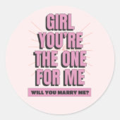Heiraten Sie mich? Runder Aufkleber (Vorderseite)
