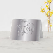 Heiraten Sie mich? | Silber Karte (Gelbe Blume)