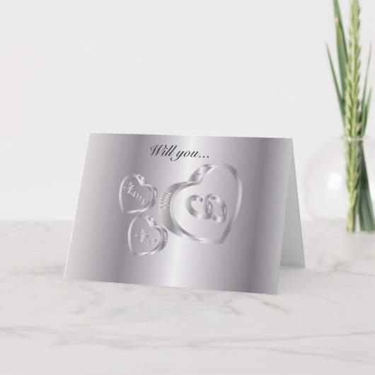 Heiraten Sie mich? | Silber Karte (Vorderseite)