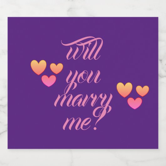 heiraten Sie mich Sparkling Weinflaschen Etiketten (Einzelnes Label)
