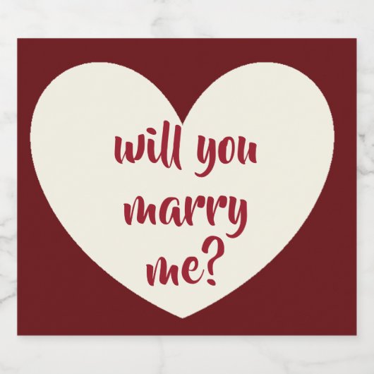 Heiraten Sie mich Sparkling Wine Label Schaumweinetikett (Einzelnes Label)