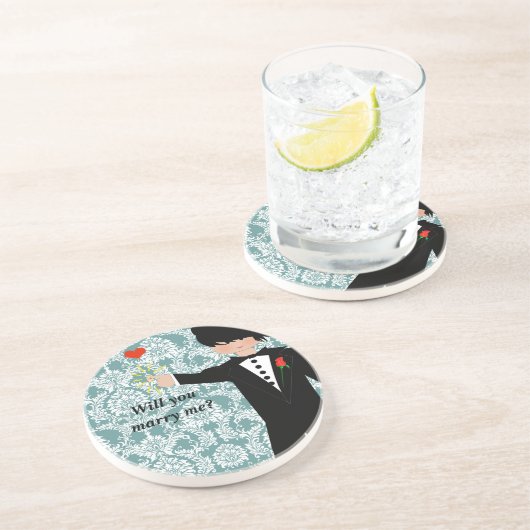 Heiraten Sie mich? Tuxedo Untersetzer (Seite)