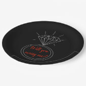 "Heiraten Sie mich? "Überraschungs-Antrag-Teller Pappteller (Schrägansicht)