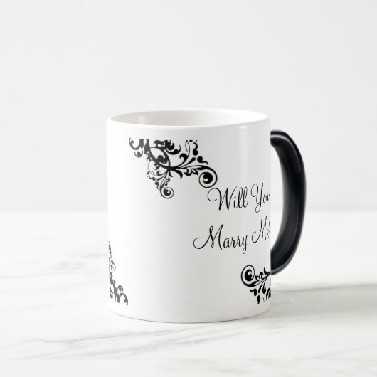 Heiraten Sie mich? Versteckte Mitteilung blühen Verwandlungstasse (VorderseiteRechts)