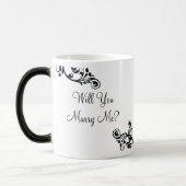 Heiraten Sie mich? Versteckte Mitteilung blühen Verwandlungstasse (Links)