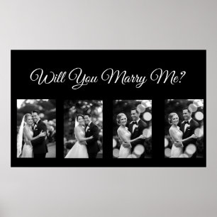 Heiraten Sie mich Vorschlag Banner mit 4 Fotos Poster