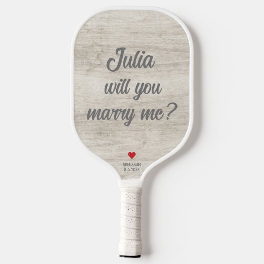 Heiraten Sie mich? Vorschlag für eine Rustikale Ho Pickleball Schläger (Rückseite)