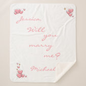 Heiraten Sie mich? Vorschlag Rosa Herz Sherpadecke (Vorderseite)