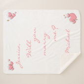 Heiraten Sie mich? Vorschlag Rosa Herz Sherpadecke (Vorderseite (Horizontal))