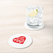 Heiraten Sie mich? Vorschlag Runder Pappuntersetzer (Vor Ort)