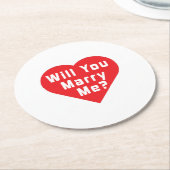 Heiraten Sie mich? Vorschlag Runder Pappuntersetzer (Angewinkelt)