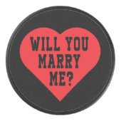 Heiraten Sie mich? Vorschlag zur Eheschließung Eishockey Puck (Vorderseite)